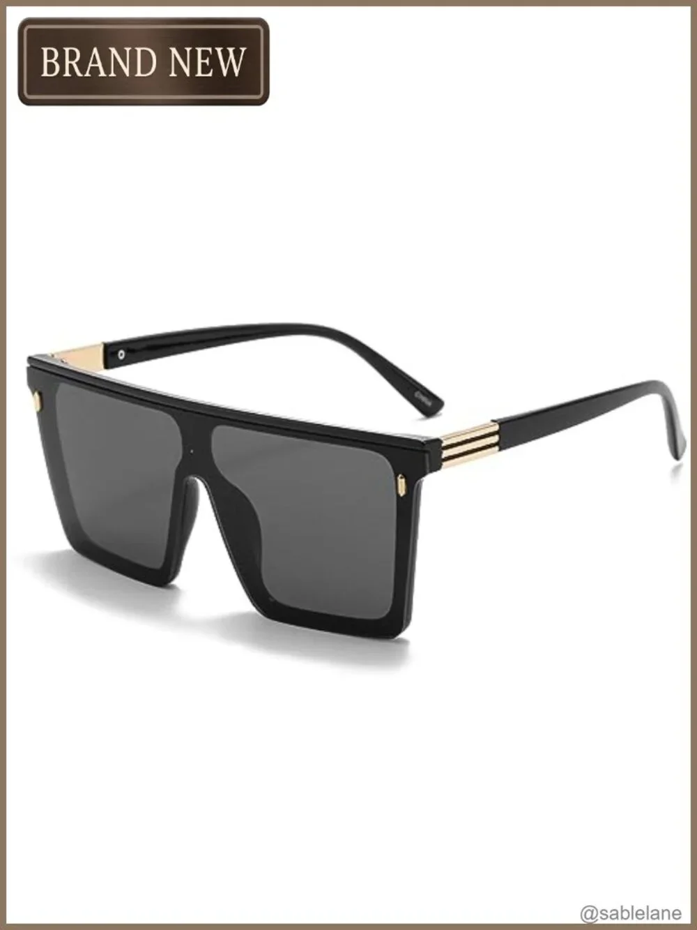 Trendy Flat Top Square Oversized Sunglasses UV400 Protection
